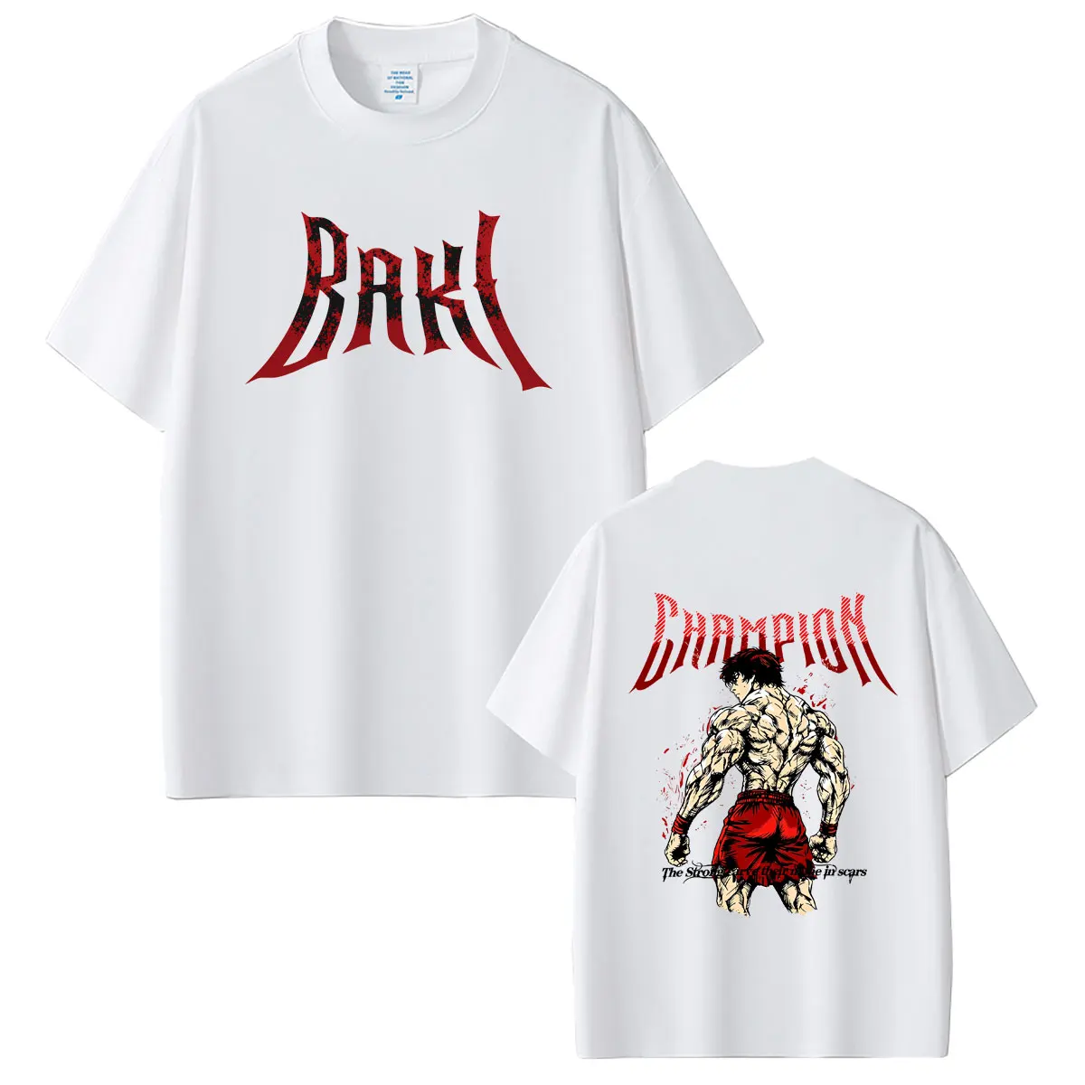 Anime Baki The Grappler Baki Hanma The Strong Carve Their Name in Scars T Shirts Men Women Fashion Vintage Oversized T-shirt Tee