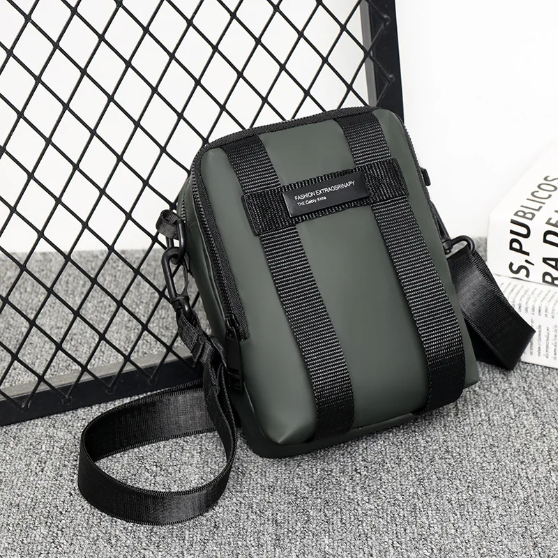Simple vertical square single-shoulder bag with waterproof leather film, 8-inch flat storage, commuting crossbody bag