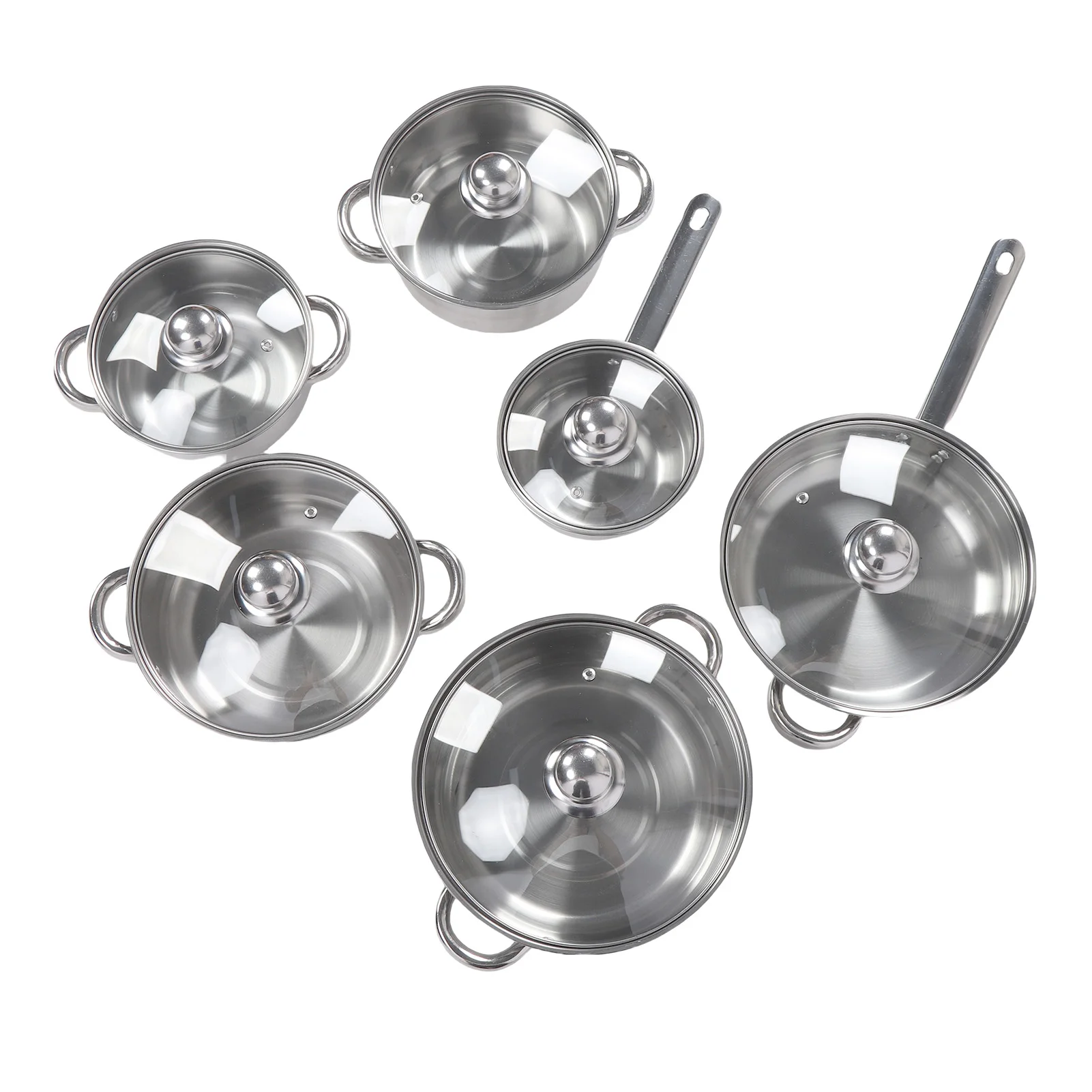 ステンレス鋼の鍋とフライパンセット 蓋付き調理セット 長持ちする厚みがあり、お手入れが簡単 キッチン用多機能