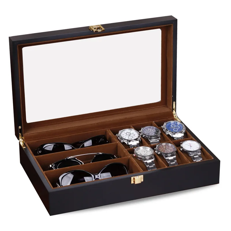 Luxus 6 3 Slots hand gefertigte Uhr Sonnenbrille Organizer Zeitbox für Uhr hält mul funktionale und effektive Lagerung Urlaub GIF