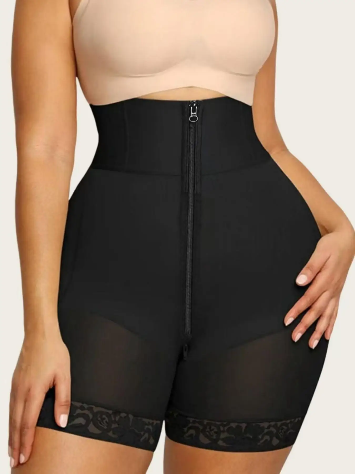 Women's High Waist Shaper Shorts with Zipper Tummy Control Butt Lifter High Compression Everyday Shapewear for Slimming