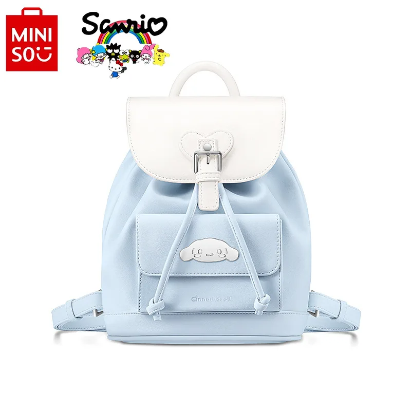 Miniso Sanrio-mochila de alta calidad para mujer, bolso de libro multifuncional con cordón, Color sólido