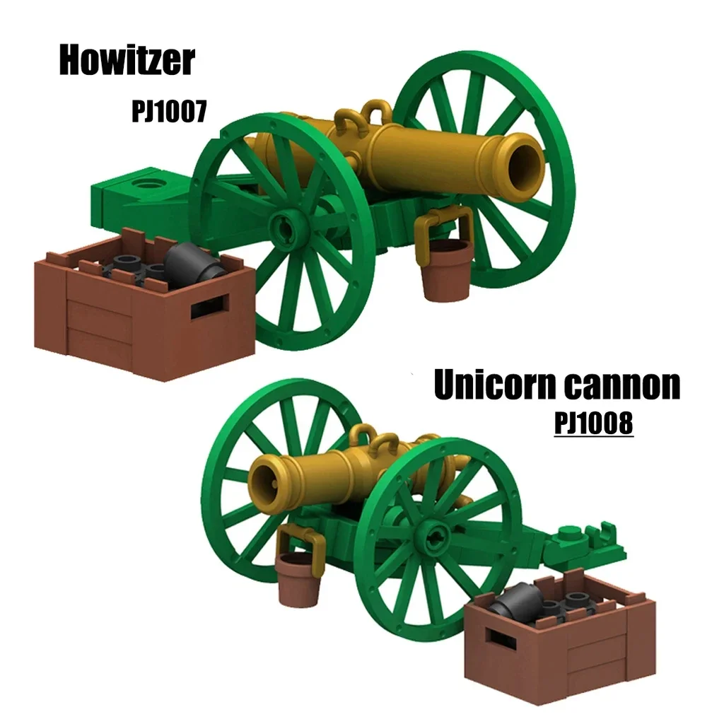 MOC WW2 Napoleonic Wars Field Gun Unicorn Two-Wheel Cannon Shell Models Kids Blocks Toys Gift For Boys Girls 2023 New Juguetes