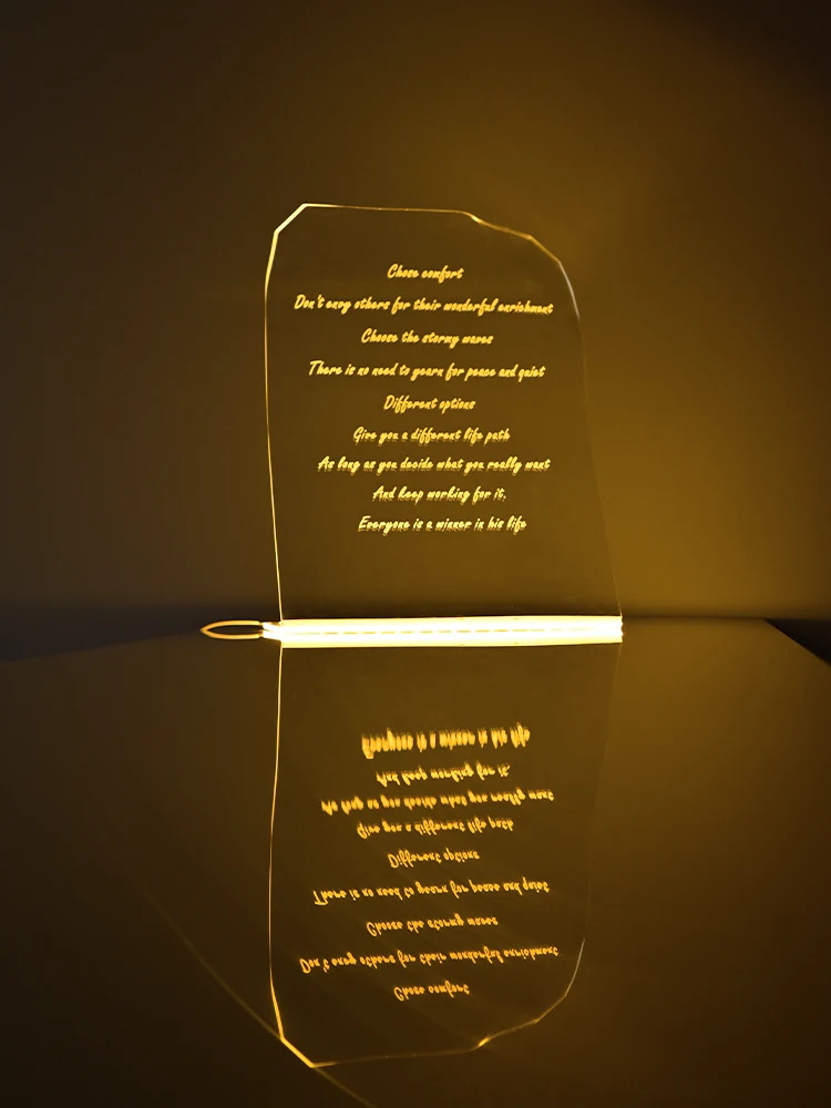 Acrylic Luminous Table Card Creative Table Card Table Card Flowing Light Desktop Standing Card Price Display Board