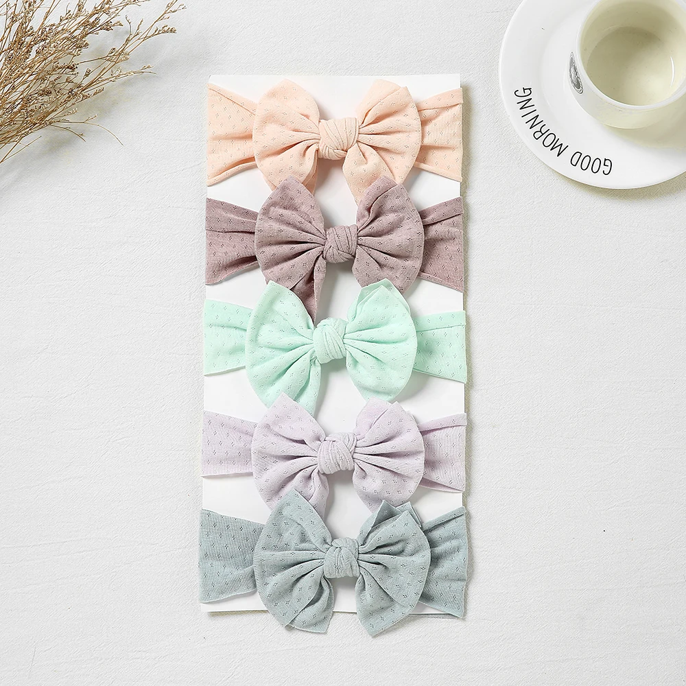 Cute Baby Bow Headband Girls Elastic Hairband Cable Knit Winter Newborn Turban Christmas Children Headwrap Kids Hair Accessories