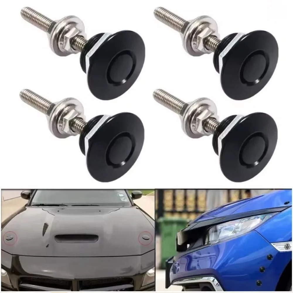 1set Carbon Fiber Pattern Quick Latch Hood Pins Lock Universal 25mm Car Bumper Hood Pin Lock Aluminum Alloy