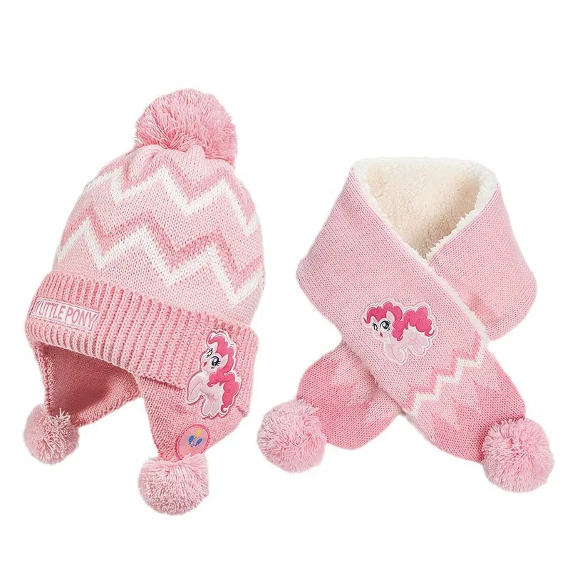 Miniso リトルポニー子供用手袋帽子スカーフセット冬暖かい小学生厚みのあるフリース女の子女の子ベビー