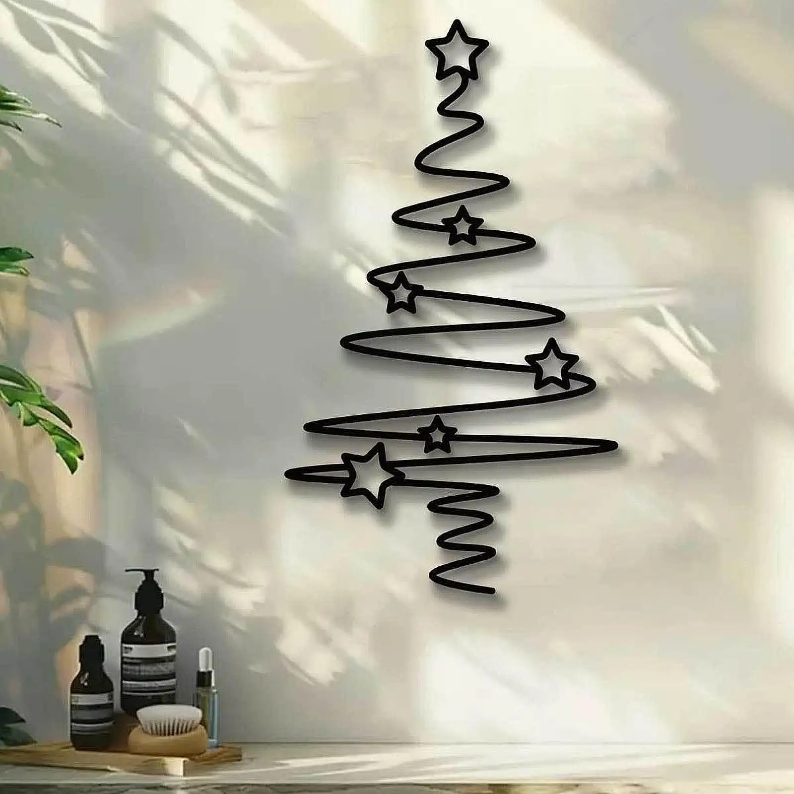 DIY Wall Mounted Christmas Tree Iron for Small Space Home Holiday Decoration