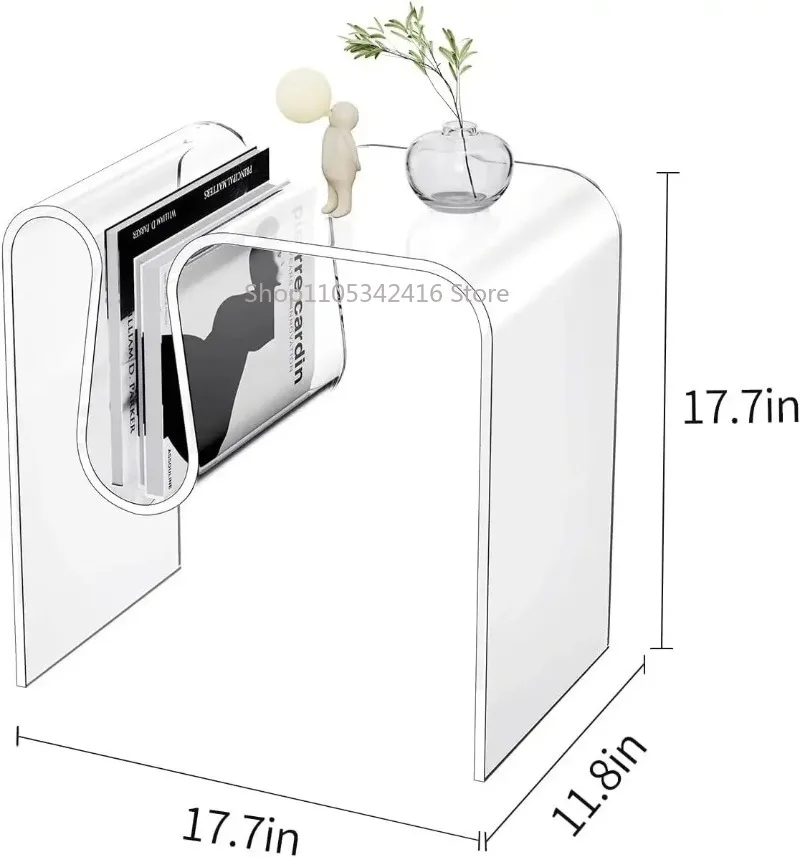 

Modern Transparent Bedside Side Table Multi Use Sofa Tea Desk for Bedroom Balcony Indoor Home Living Daily Storage Decoration