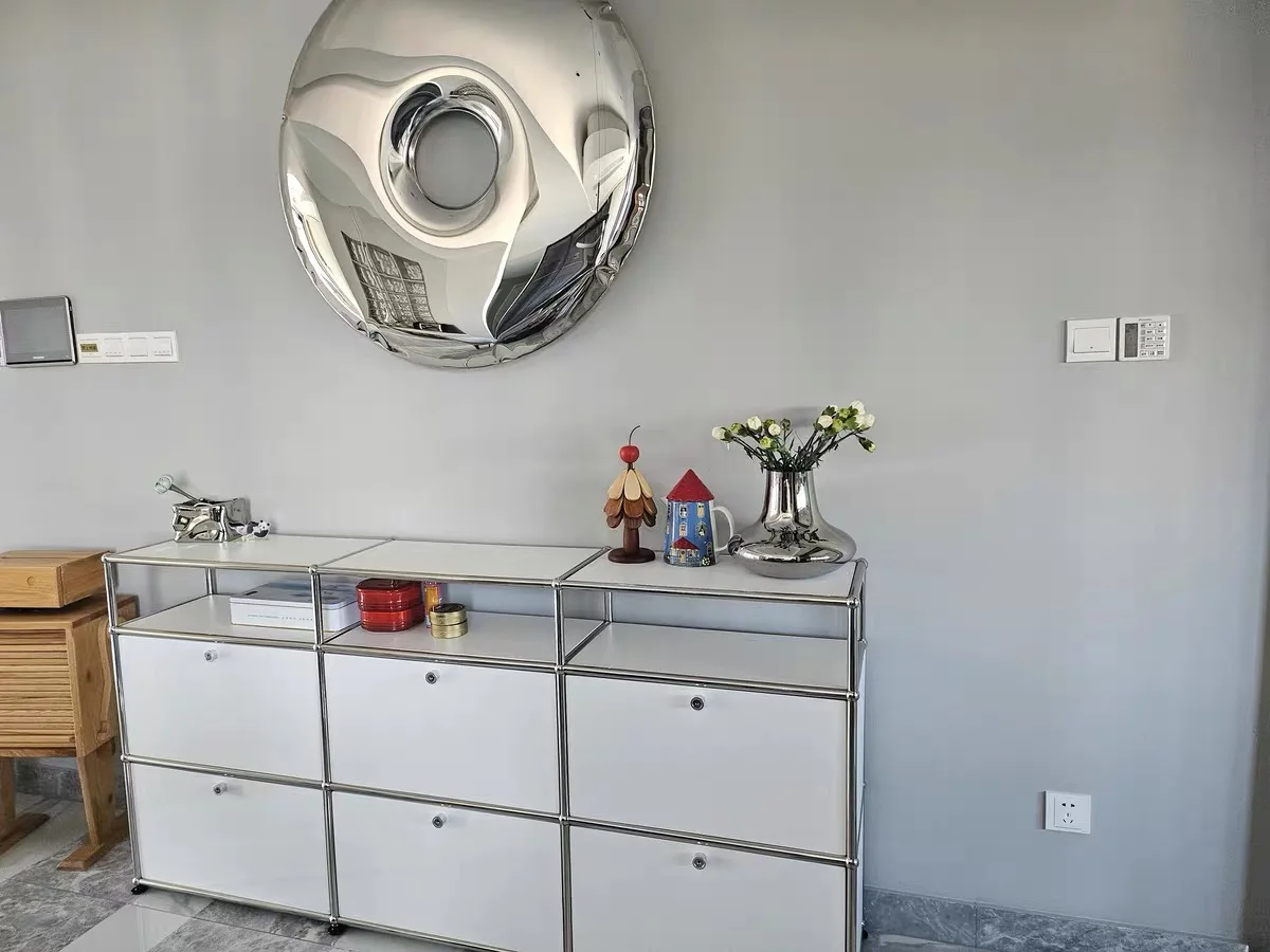 빈티지 사이드보드 수납장 거실 캐비닛 침실 스테인리스 스틸 메탈 프레임워크 수납 TV 캐비닛 맞춤형