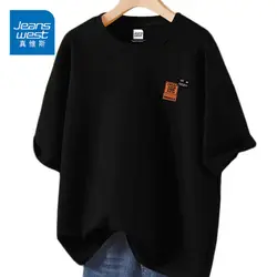 女性用純綿のクルーネックTシャツ,半袖Tシャツ,シンプルな漫画のプリントが施されたベーシックトップ,女性用Tシャツ,夏