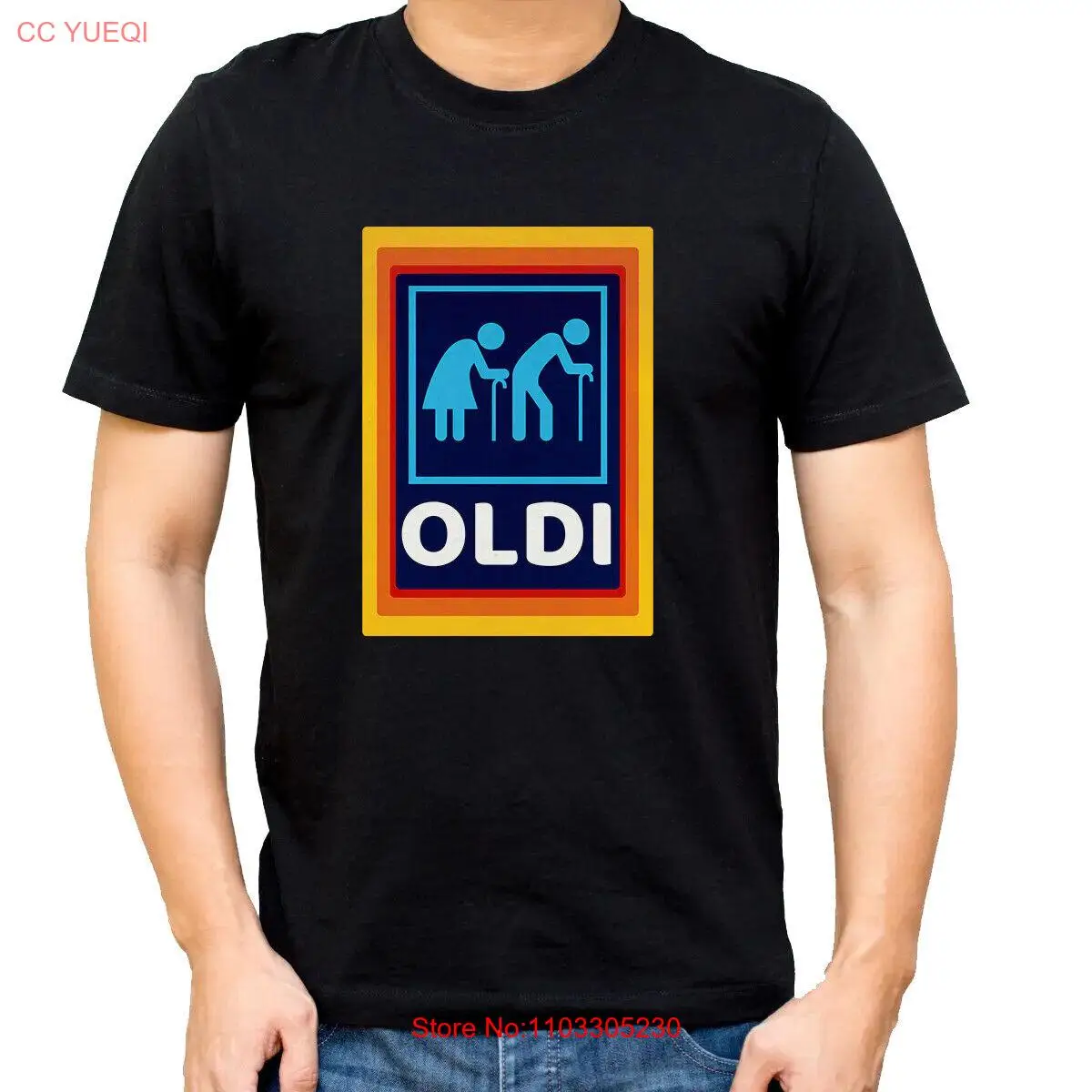 Camiseta OLDI para hombre, novedad de Aldi, divertida camiseta antigua, broma hilarante, regalo para papá, negro