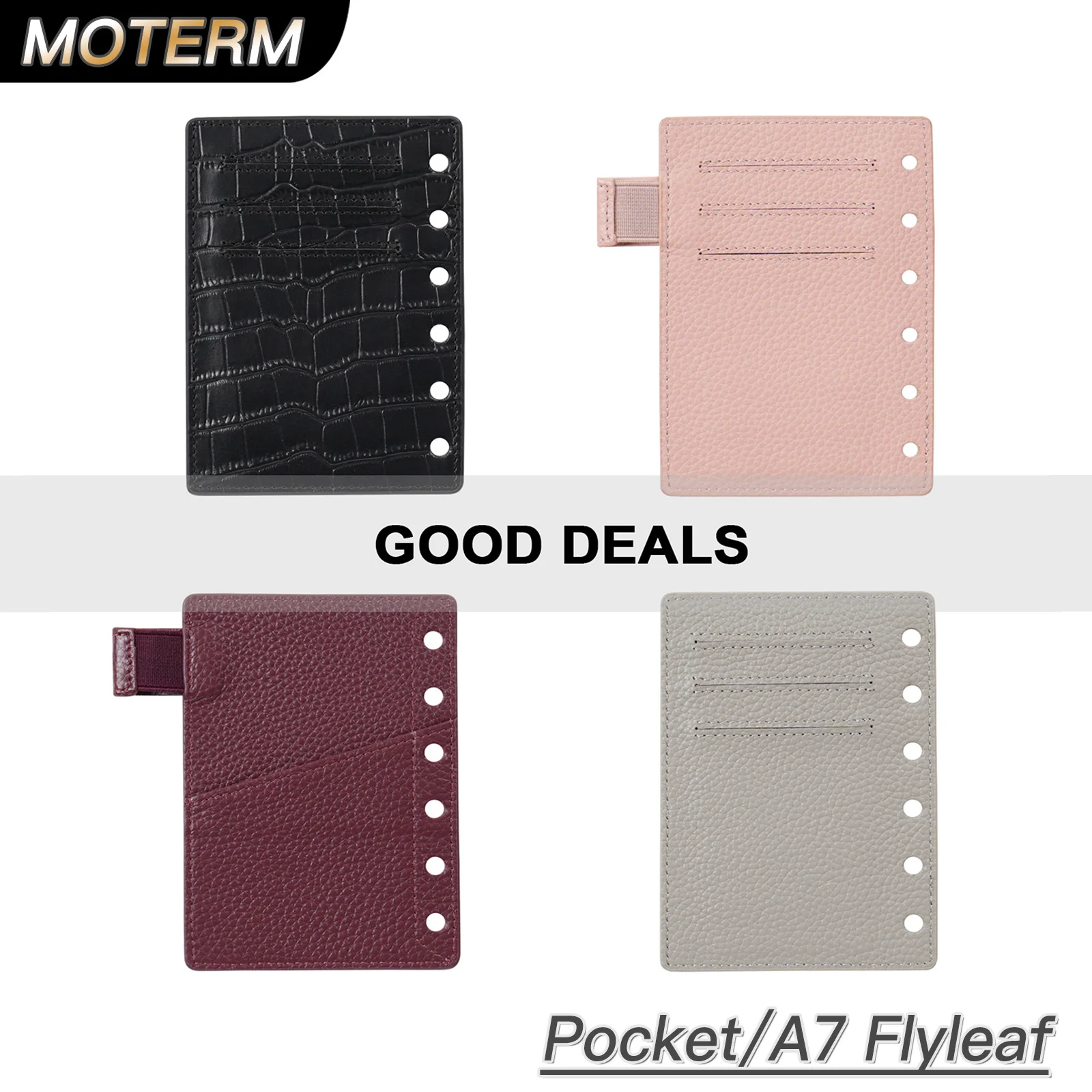 Moterm Limited Quantity Pocket Size Ring Planner Flyleaf Genuine Leather Notebook Divider for Pocket/ A7 Size Organizer Diary