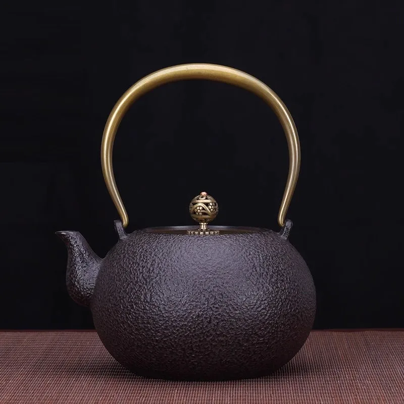 

Japanese Cast Iron Teapot 1.2L - Traditional Tetsubin Kettle with No Coating, Handmade Iron Tea Pot for Boiling Water & Brewing
