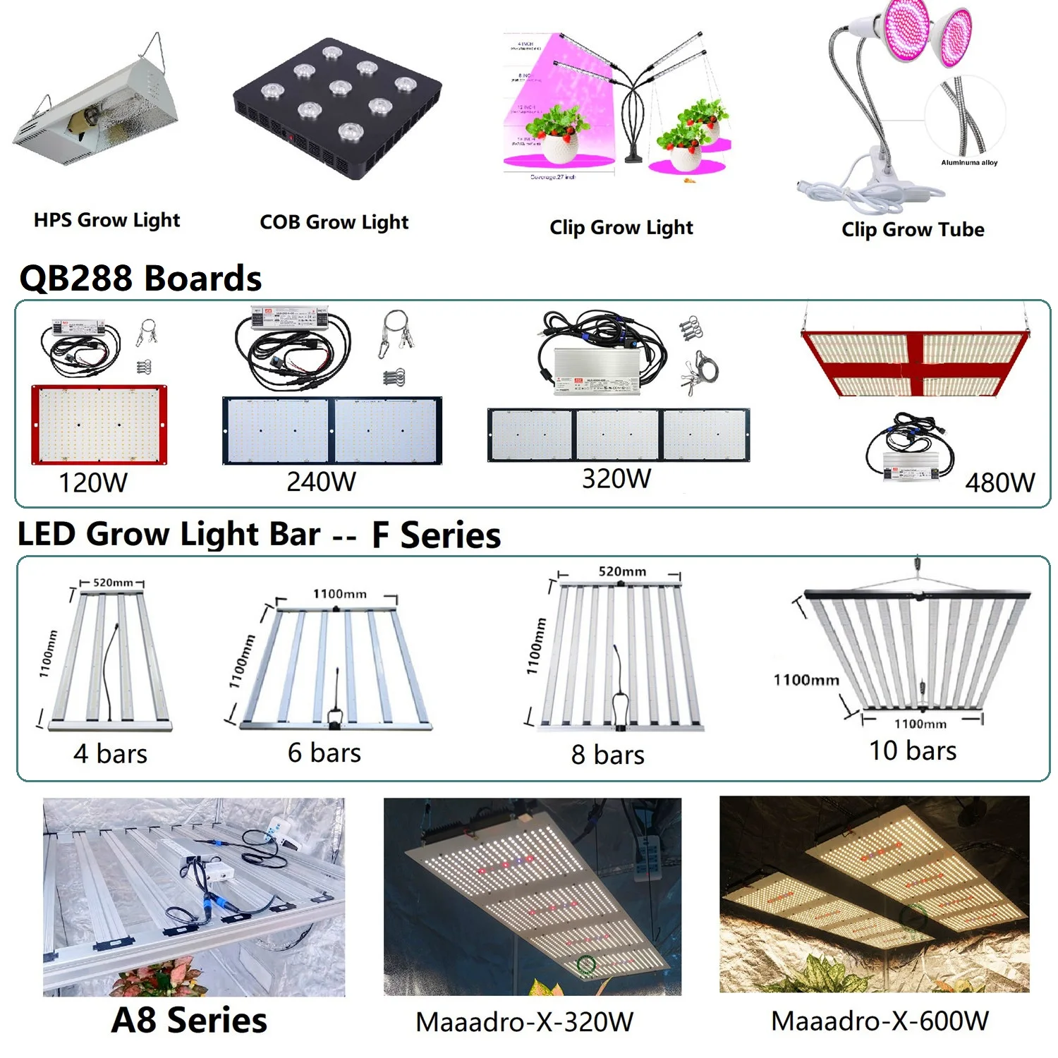 60x60x140 120x120x200 Grow Tent Led Grow Light Kit for Hydroponics System with Air Filter & Vent Line & Grow Light Growbox