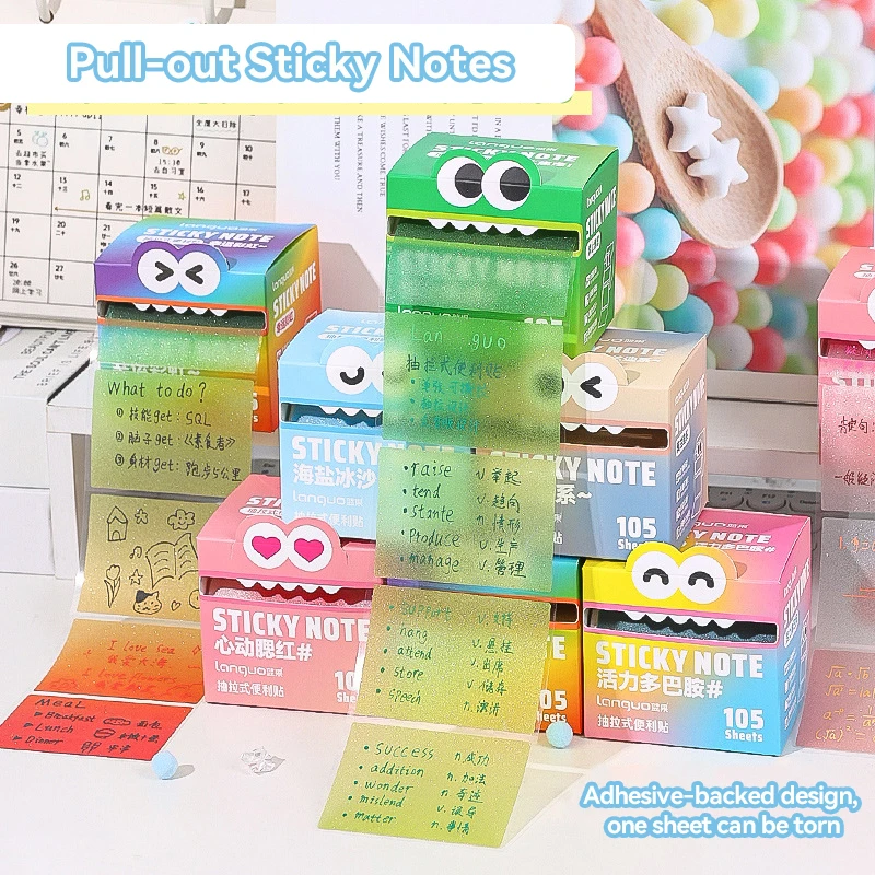 105 Sheets Pull-out Color Sticky Notes Pads Posits Stationery Paper Stickers Posted It Memo Notepad Notebook Message Sticker