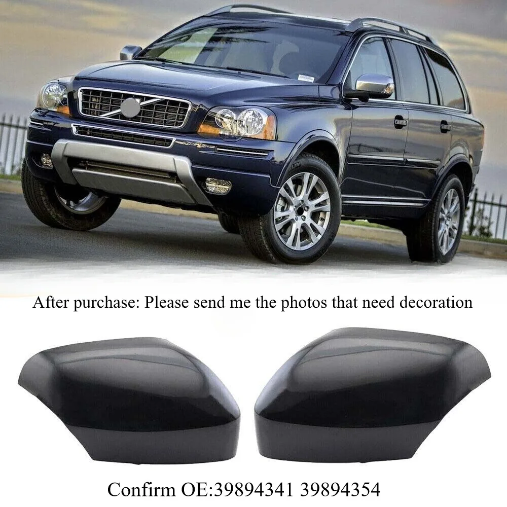 1 Pair Black ABS Car Door Rearview Mirror Cover Shell Cap Housing for Volvo XC90 2007 2008 2009 2010-2014  39894341 39894354