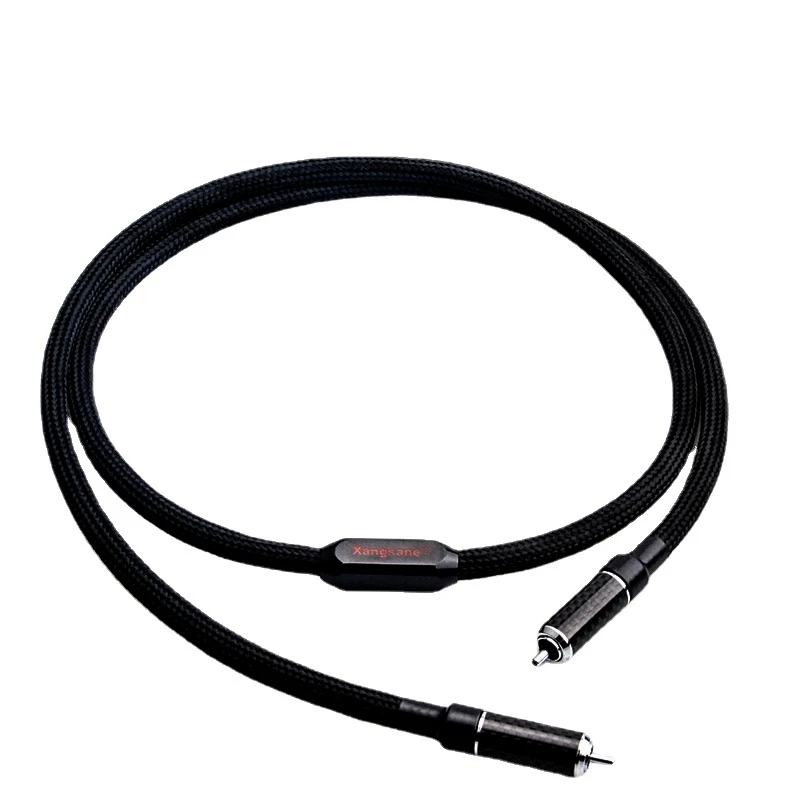 OFC kabel koaksial Digital RCA lapis perak, kabel Subwoofer Amplifier Audio HiFi colokan RCA serat karbon