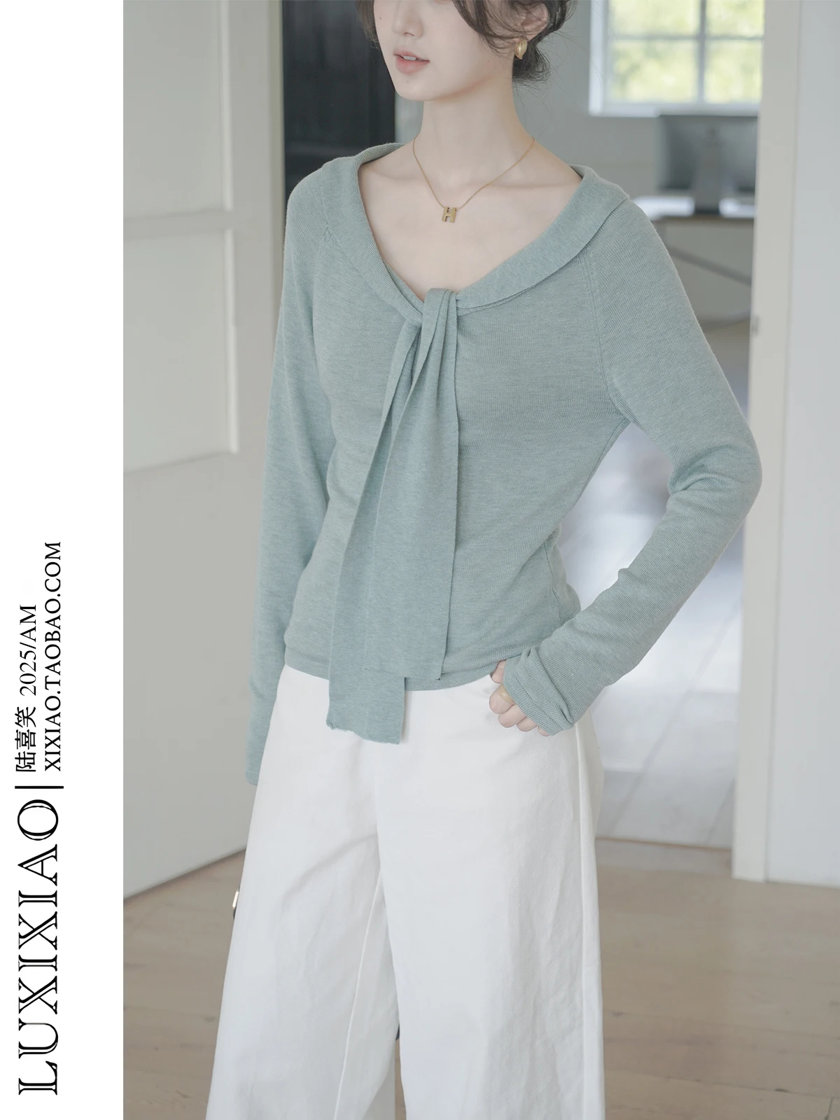 

Женский вязаный топ LUXIXIAO с длинным рукавом и круглым вырезом, с поясом, в студенческом стиле, базовая модель, верхняя одежда, мягкий, средней толщины, тонкий