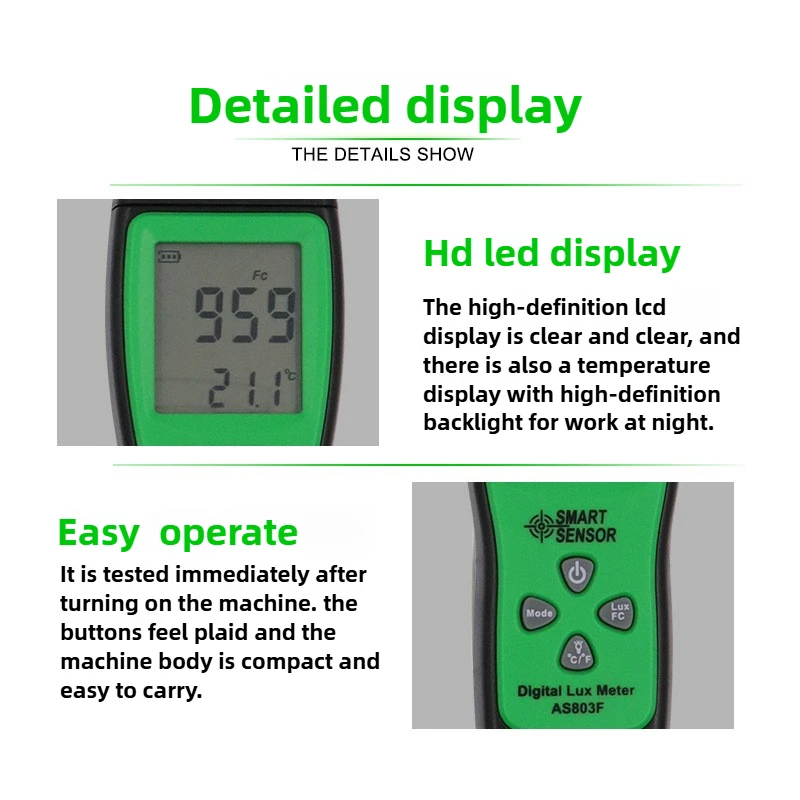 0-200000LUX Illuminator High Precision Light Meter Mini Digital Handheld Luminance Meter
