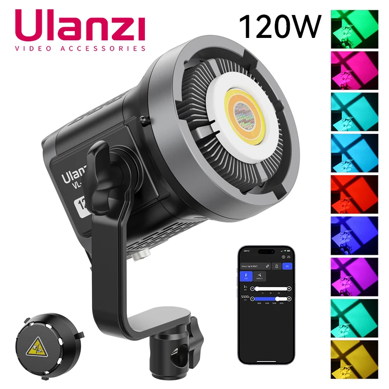 

Ulanzi 120W COB Video Light 2700-6500K RGB Full Color Photographic LED Light for Photo Studio Film Camera Shooting Livstreaming