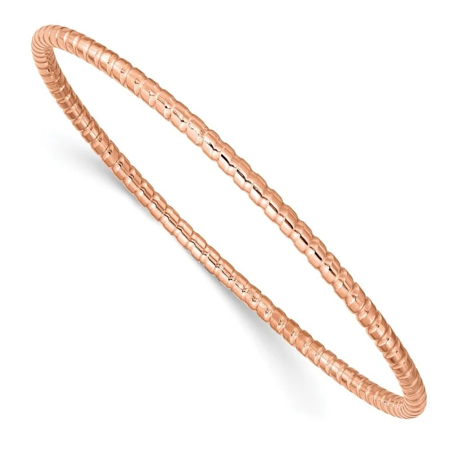 

Chisel Stainless Steel Polished and Textured Rose IPplated 3mm Bangle