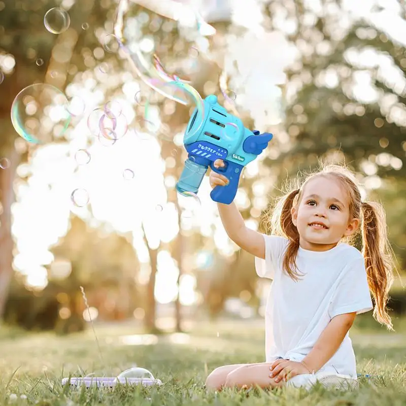 Birthda-soplador de burbujas profesional para niños pequeños, máquina de burbujas de 360 grados, diseño ergonómico a prueba de fugas