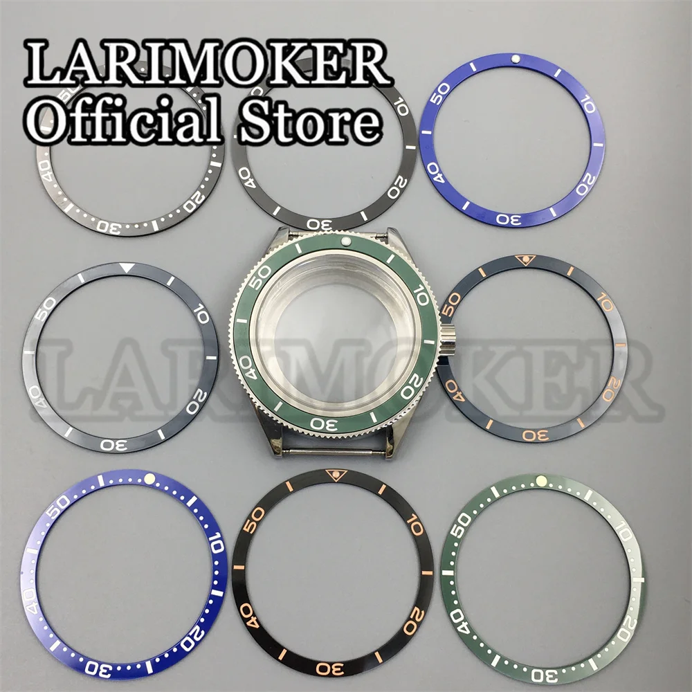 

LARIMOKER 41.5mm for NH35 NH36 movement silver rotating wacht case Flat sapphire glass with Ceramic bezel suitable