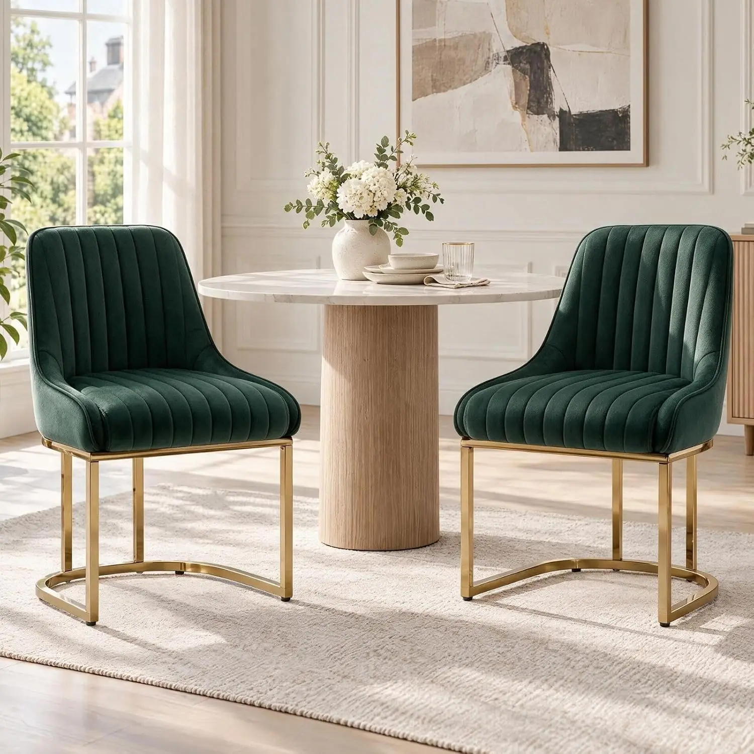 Set di 2 sedie da pranzo Chairus, sedie laterali per cucina con struttura in metallo, stile moderno, rivestimento in morbido velluto, ideali per sala da pranzo, cucina o ristorante.