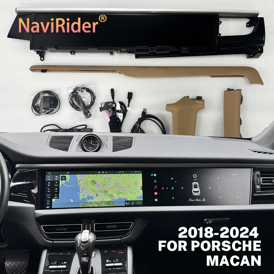 

12,3-дюймовый двойной экран Android 13 для Porsche Macan 2018-2024, автомобильный мультимедийный видеоплеер, GPS-навигация, радио Carplay 4G Auto 360