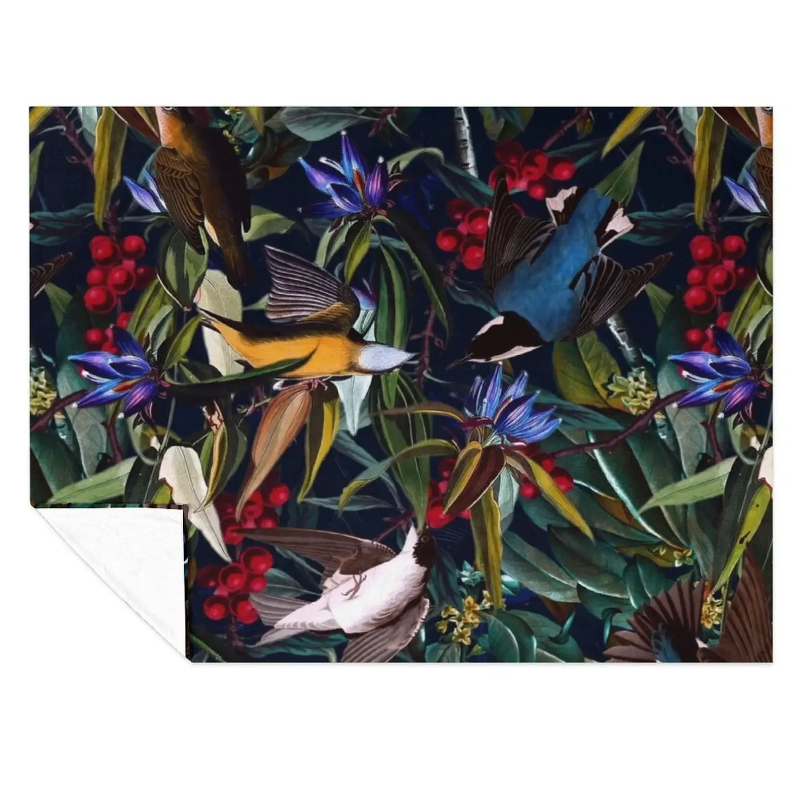 

Midnight Birds I Throw Blanket For Sofa Thin Soft Plaid Bed linens Soft Plush Plaid Blankets