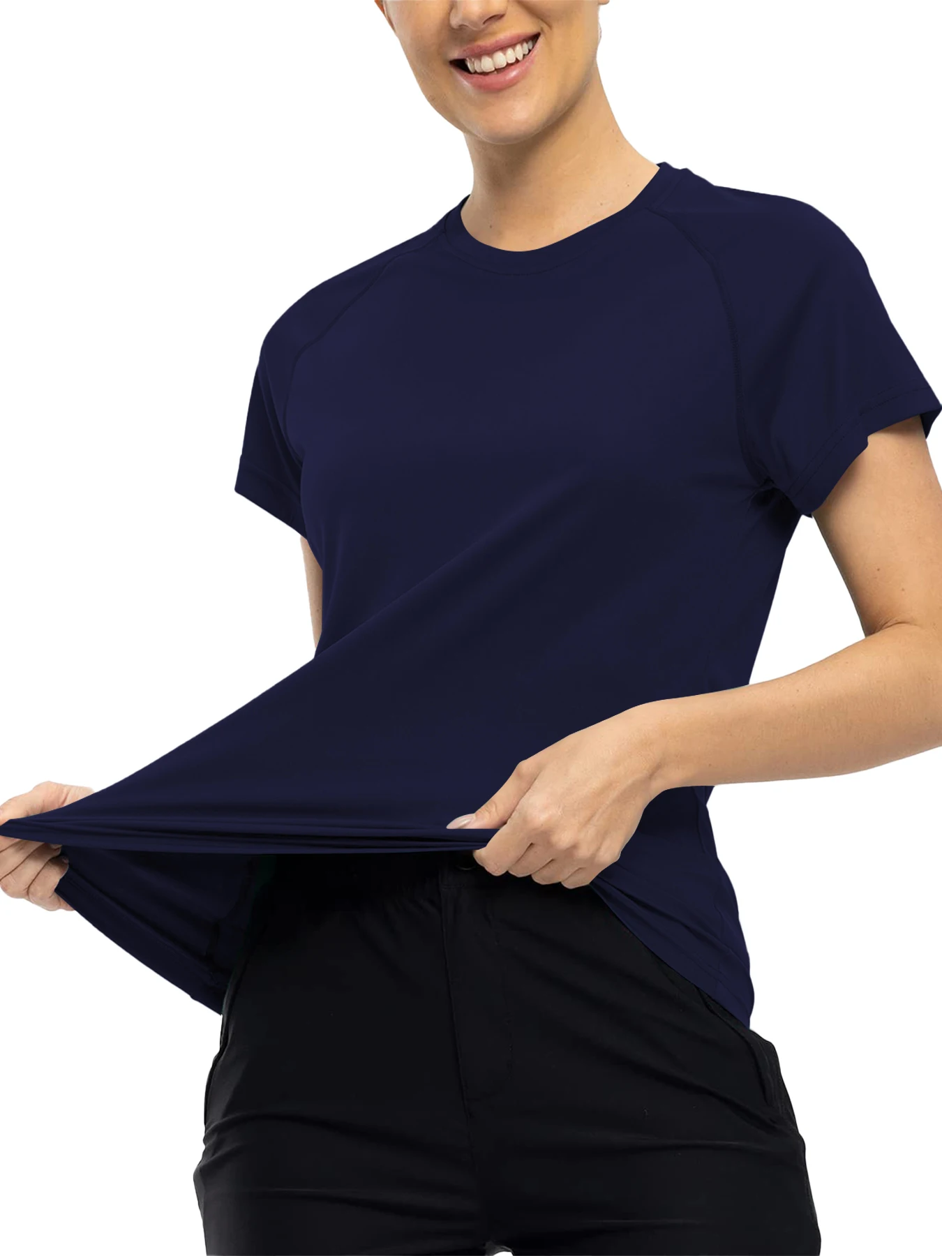 Schnell trocknendes Damen-T-Shirt mit kurzen Ärmeln und Widerstandsfähigkeit für Fitnessstudio, Sport, feuchtigkeitsableitend, Rundhals-T-Shirt, Training, Übung, Fitnessstudio, Sport-Shirt – Detail 4