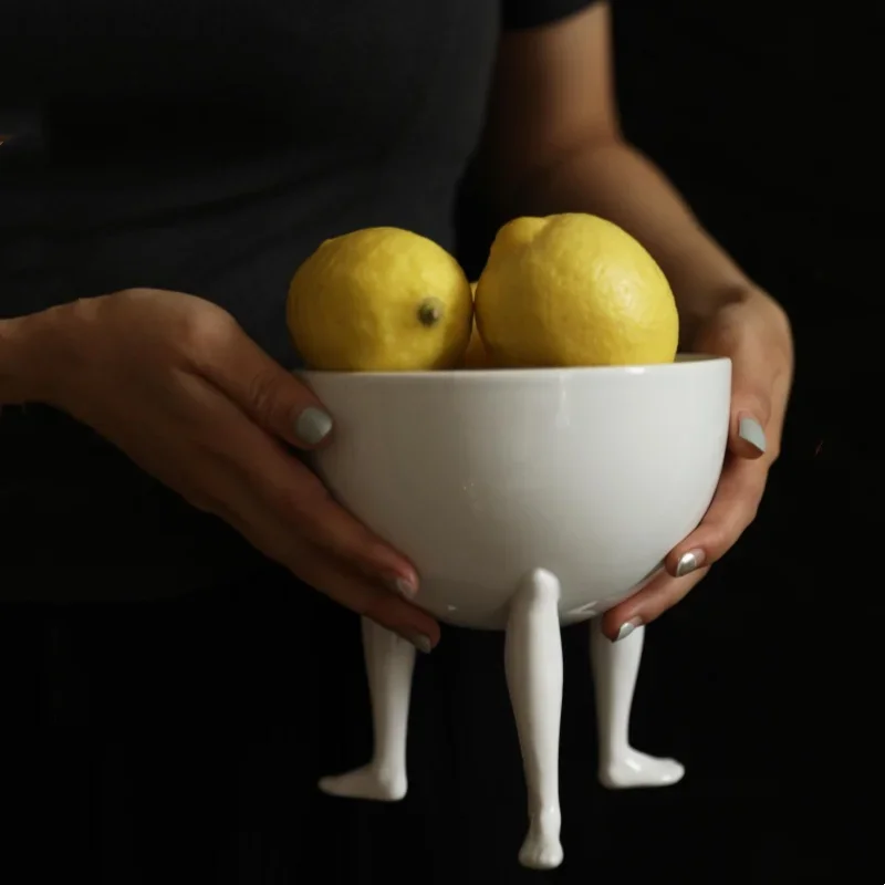 Ceramic Trays Porcelain Bowls Fruit Bowl Abstract Human Legs Tripod Tray Tabletop Storage Container Jewelry Dish Altar Bowl