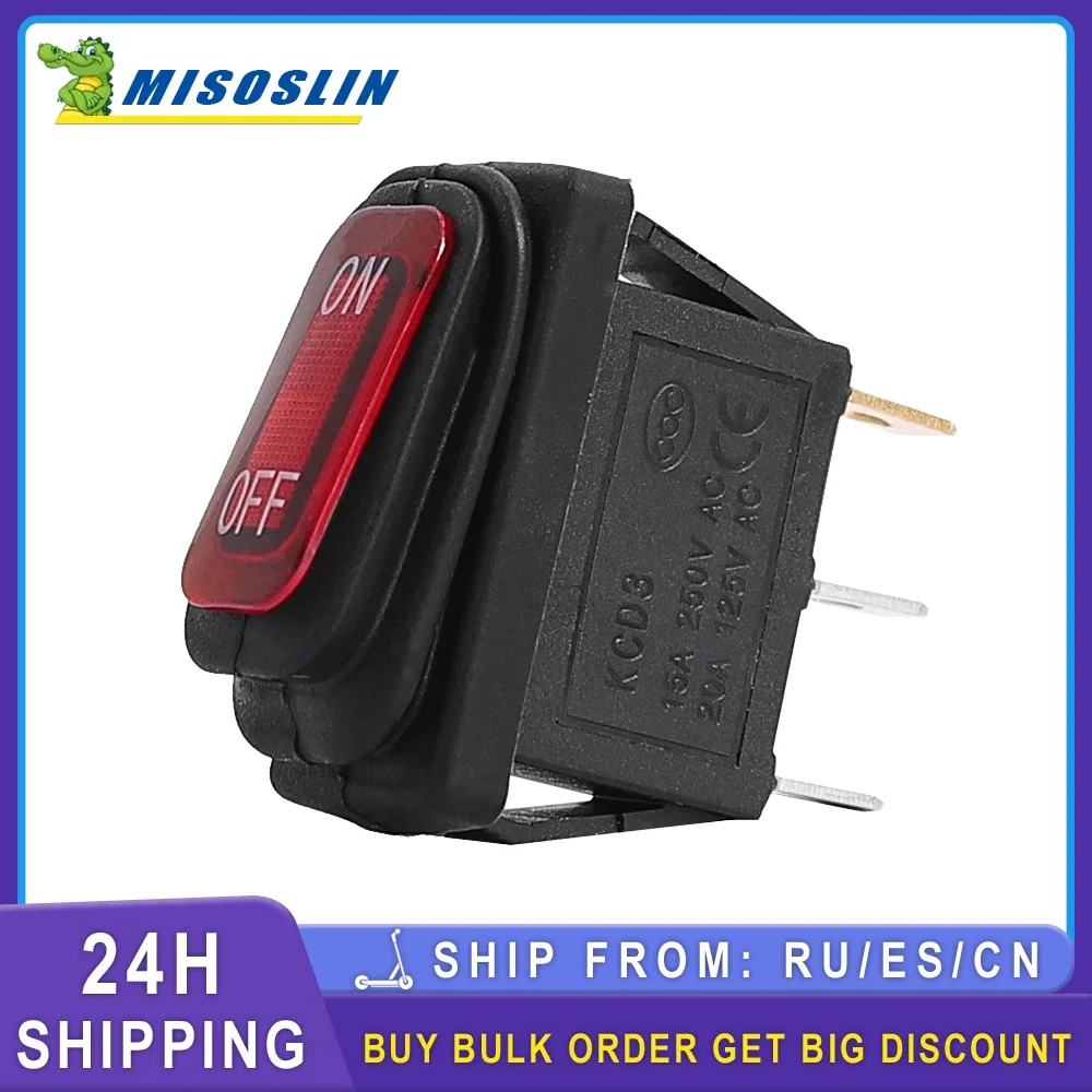 3Pin KCD3 Rocker Switch Electrical Equipment Power 15A 250V/20A 125V Rocker Switch for Razor Electric Scooter For Gokarts