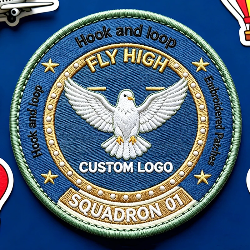 

Custom Embroidery Patches Personalized Morale Any Size Logo Hook Loop Sew on Iron on for Clothing Jacket Bag Hat DIY Decoration
