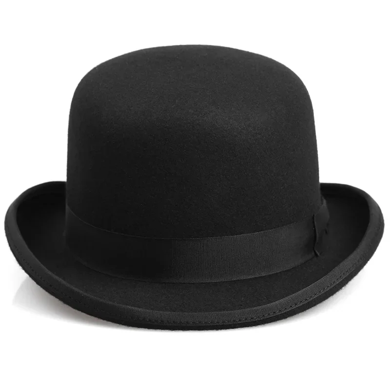 Men Women Wool Blend Oval Top Bowler Hats Woolen Fedora Caps Trilby Classical Derby Sunhat Adjustable UK M-L US 7 1/8-7 3/8