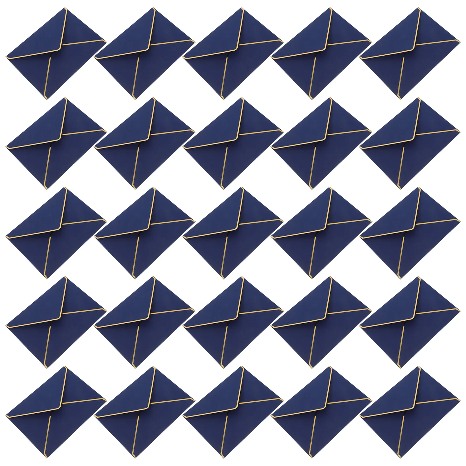 50 個 V フラップ封筒 7.3x5.3 ゴールド箔ボーダー結婚式招待状ベビーシャワー卒業パーティーカード封筒結婚式