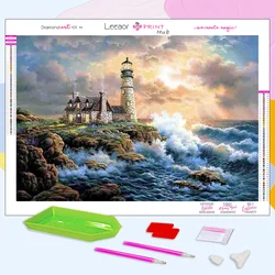 Seaside Scenery Diamond Painting Sea Lighthouse Full Diamond Mosaic Embroidery Cross Stitch Kits Handmade Rhinestone Home Decor