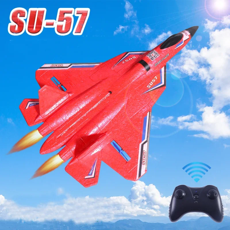 RC Plane SU-57 Radio Controlled Airplane Light Fixed Wing Hand Throwing Foam Electric Remote Control Plane Toy For Children Gift