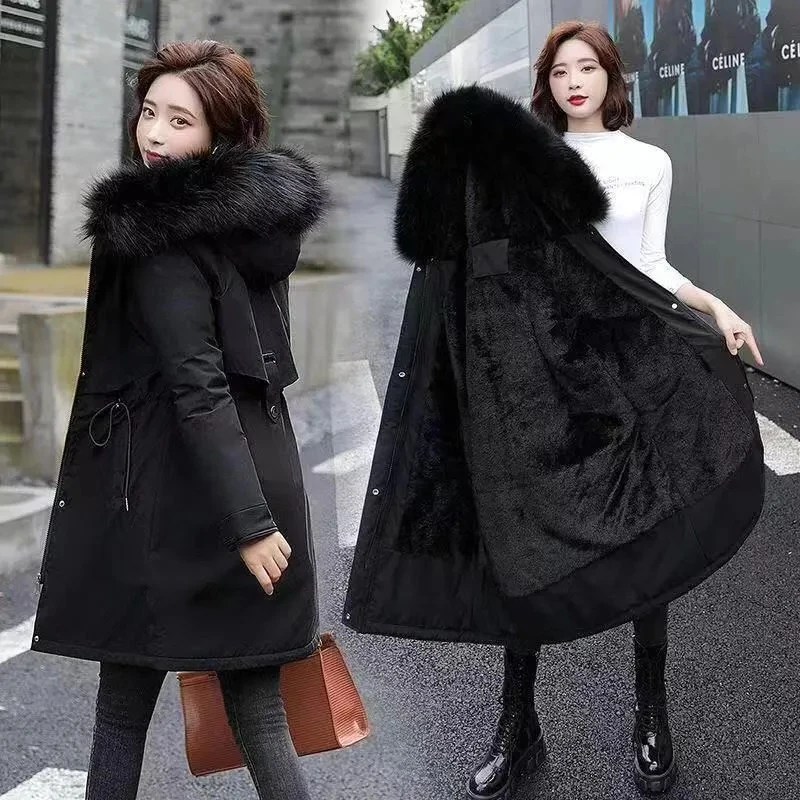 Phụ Nữ Parkas Trang Làm Dày Áo Khoác Mùa Đông 2022 Nữ Mới Trung Dài Kích Thước Lớn M-6XL Parkas Áo Liền Quần Nữ Đệm áo Khoác C75