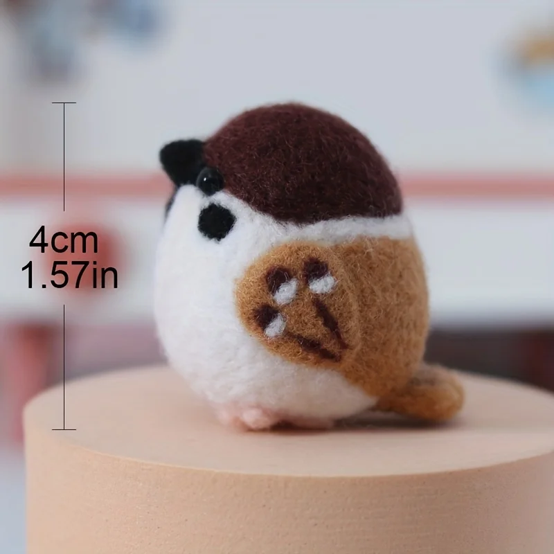 1set Lovely Cute Bird Sparrow Needle Felting Kits Beginners DIY Wool Felt Animal Materials Set for Adults Needle Felting Craft