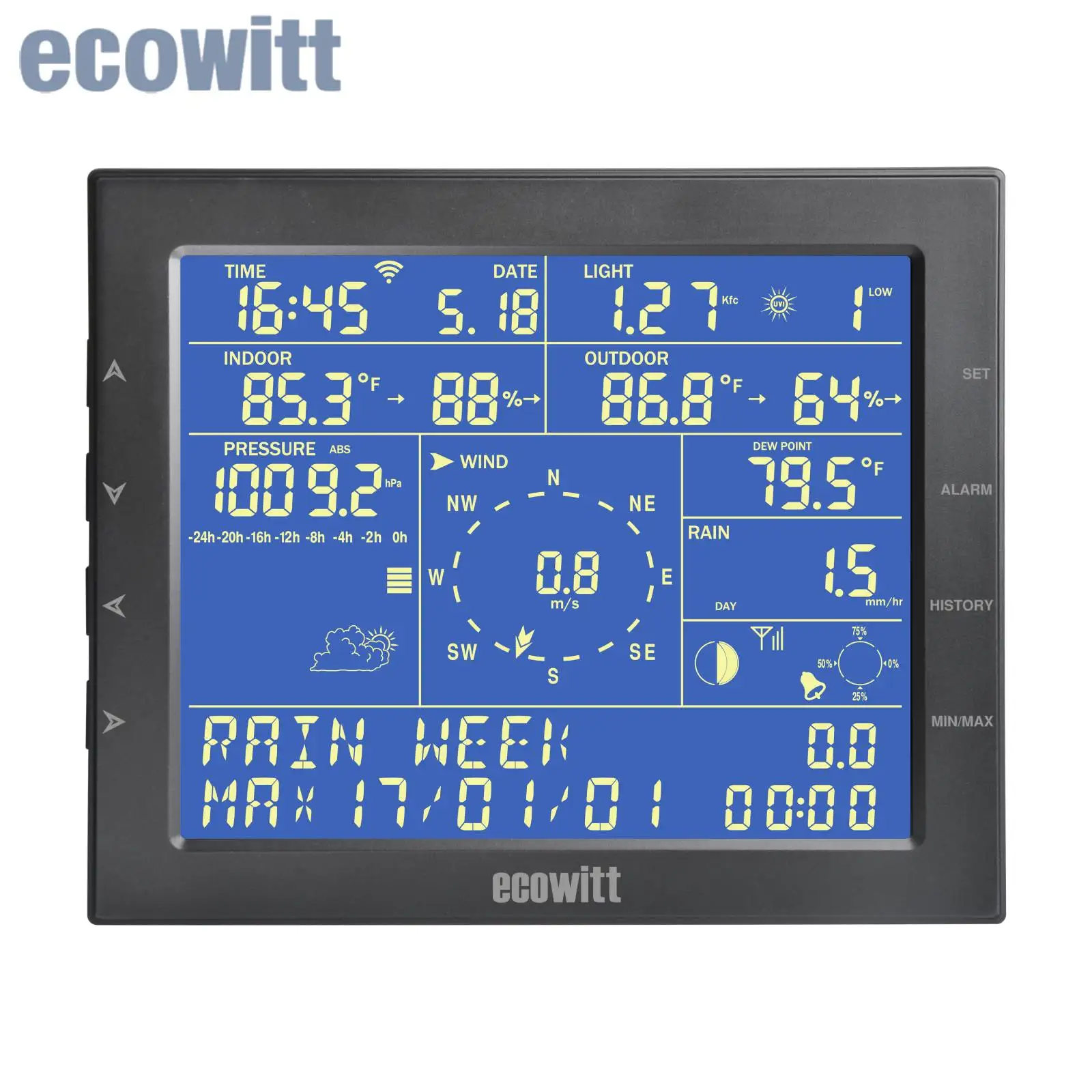 Ecowitt WS2320_C Weather Station Display Screen, Wireless LCD Console, Thermo-Hygrometer Sensor, Compatible with Ecowitt Sensor