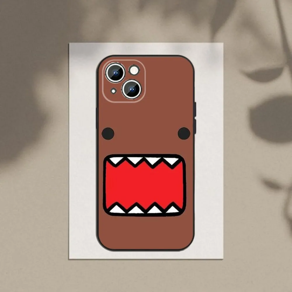 Cute Domo-kun Phone Case Phone Case For Apple iPhone 15,14,13,12,11,XS,XR,X,8,7,Pro,Max,Plus,mini Silicone Black Cover
