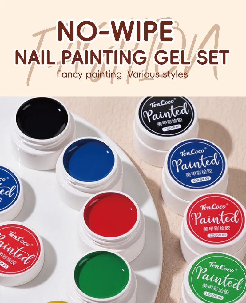 Koreanisches japanisches 6-Farben-Set, kein Abwischen, Nagelmalerei, Gel-Palette, helle Farbe für Nail Art Design, halb-UV-Gel-Creme, Gel-Nagellack – Detail 1
