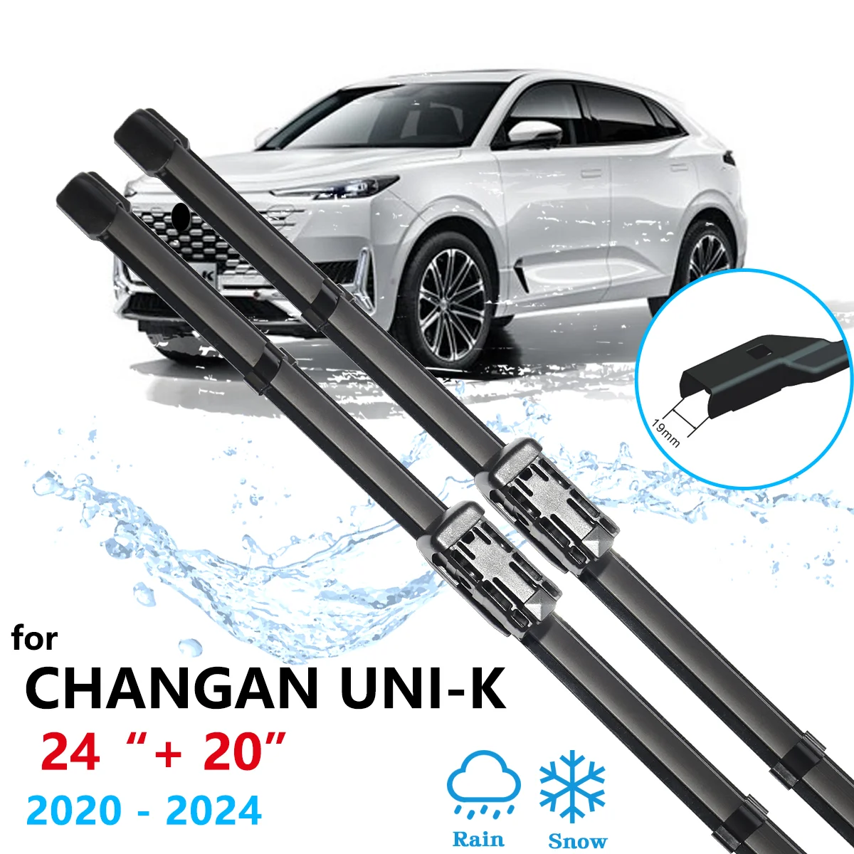 For Changan UNI-K UNI K 2020 2021 2022 2023 2024 Front Rear Wipers Blades Rubber Windows Replacement Cleaning Parts  Accessories