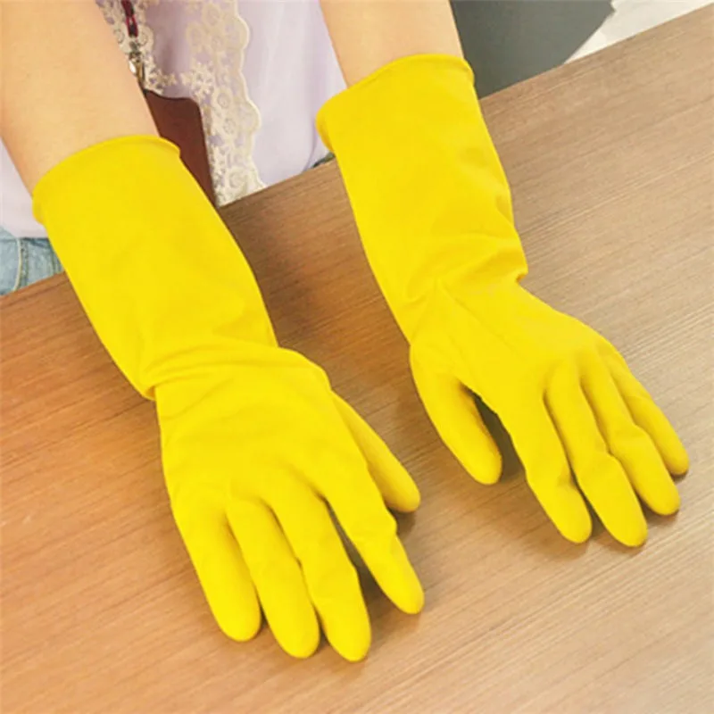 Yellow Rubber Gloves Wash Dishes Waterproof Latex Rubber Laundry Cleaning Cleaning Thick and Durable Kitchen Gloves