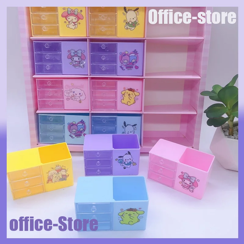 

Cartoon Sanrio Multifunctional Stationery Storage Box For Students Kuromi Meldoy Pompompurin Pen Holder Drawer Storage Box Gifts