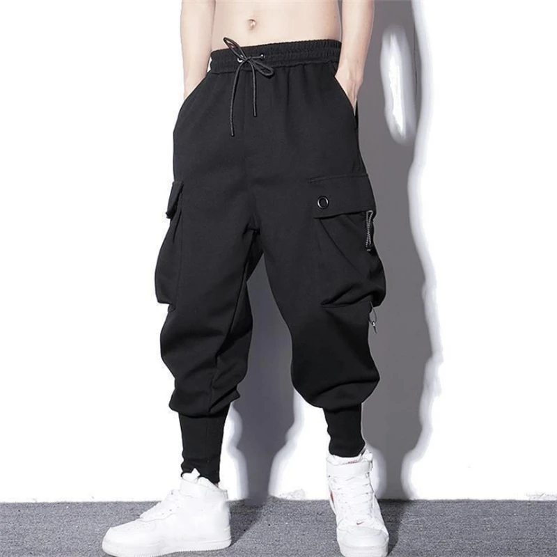 Men Cargo Pants Loose Solid Color Pockets Harem Trousers Spring Summer Hip Hop Outdoor Casual Streewear Male Jogger Pants 3XL