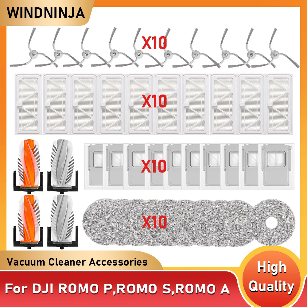 Passend für (DJI ROMO S, ROMO A, ROMO P) Hauptbürste, Seitenbürste, Filter, Staubbeutel, Wischmopp, Zubehörteile für Roboterstaubsauger