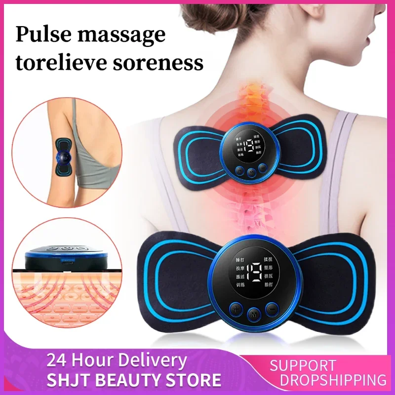 Neck Rechargeable Massager Electric Neck Massage EMS Cervical Vertebra Massage Patch for Muscle Pain Relief Shoulder Relaxation